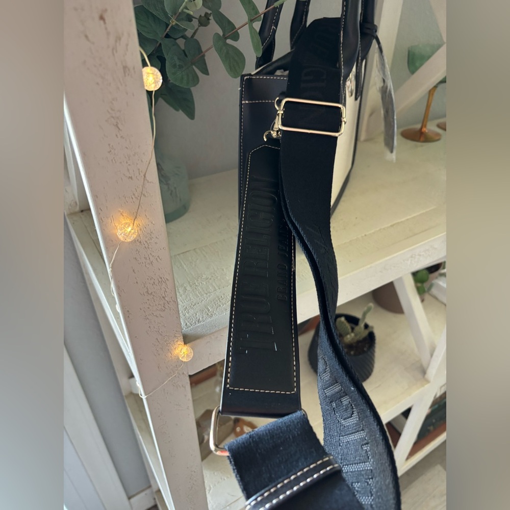 True Religion Black and Cream Women's Branded Guitar Strap Bag - Picture 8 of 8